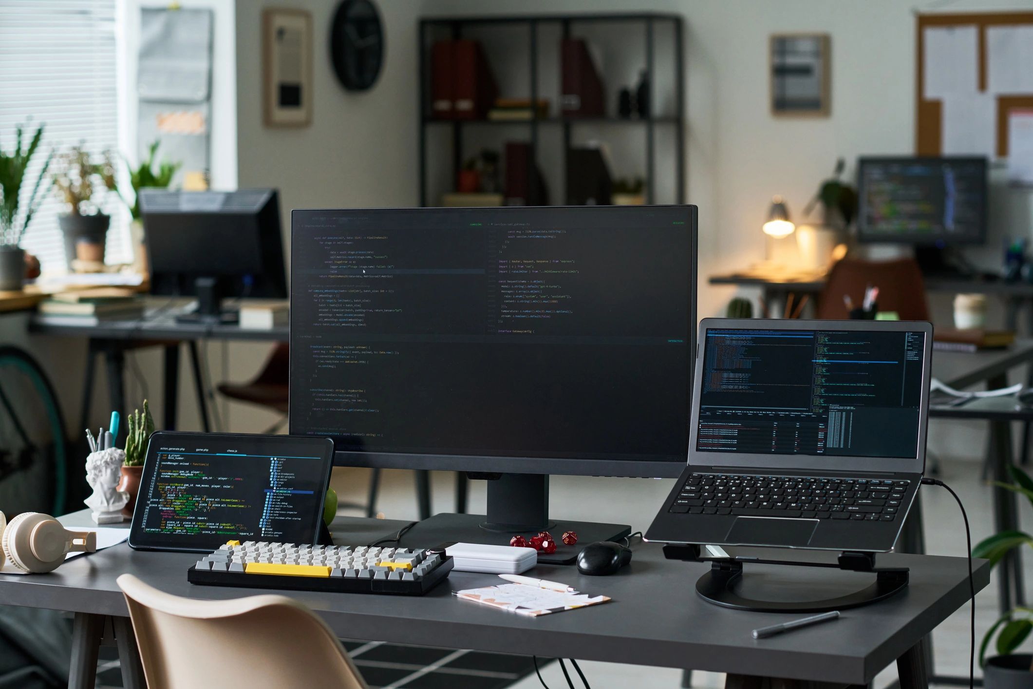 Pantalla con código HTML en un entorno de trabajo de desarrollo web